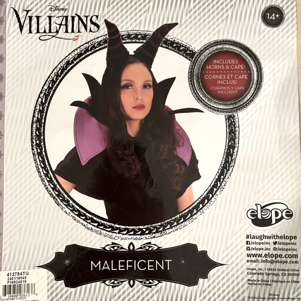 Disney Villains Maleficent Headband And Shawl/Collar - Black and Purple